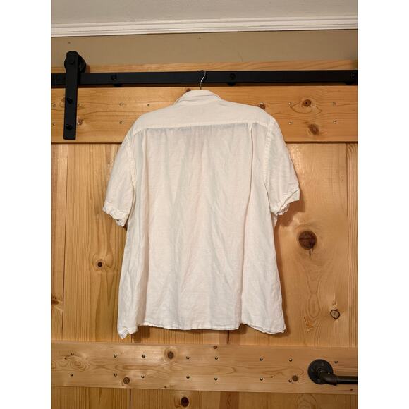 Polo Ralph Lauren Silk Linen White Button Down Short Sleeve Blouse Size XXL - Picture 2 of 7